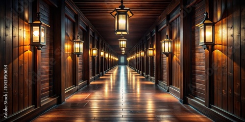 Illuminated Wooden Hallway ...