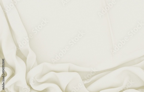 Delicate white fabric with soft folds. 