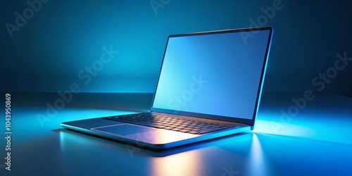 Laptop Computer on a Blue S...