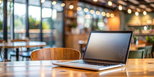 Laptop on Wooden Table in C...