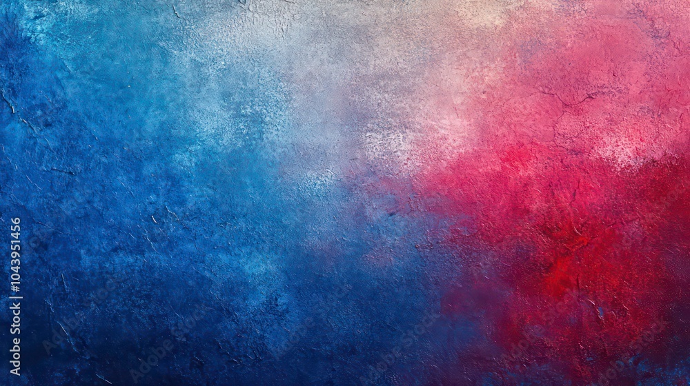 Obraz premium Abstract painting with blue and red hues, creating a dynamic and textured background.