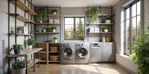 Modern Laundry Room with Op...