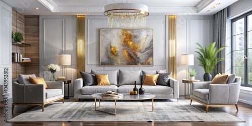 Modern Living Room with Gre...