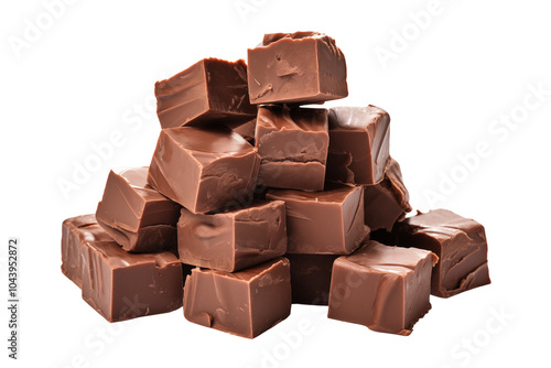 Chocolate fudge isolated on transparent or white background, png