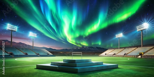 Night Stadium Under Aurora ...