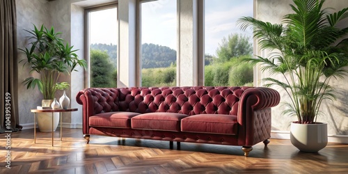 Red Chesterfield Sofa in Mo...