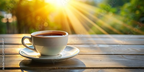 Sunrise Coffee on Wooden Ta...