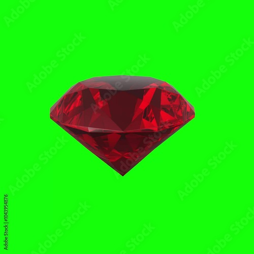 Ruby rotation with a shine on green screen