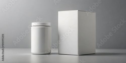 White Bottle and Box Mockup...
