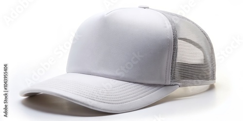White Mesh Trucker Hat Mock...