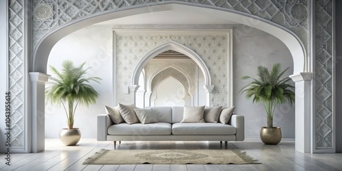 White Sofa In Minimalist Ar...
