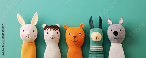 Sock puppets made from mismatched socks, bringing childhood creativity to life photo