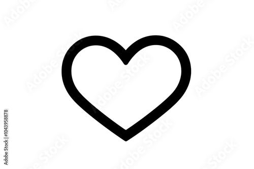 Minimalist black heart icon on transparent background, symbolizing love, care, and affection in a simple and elegant design.
