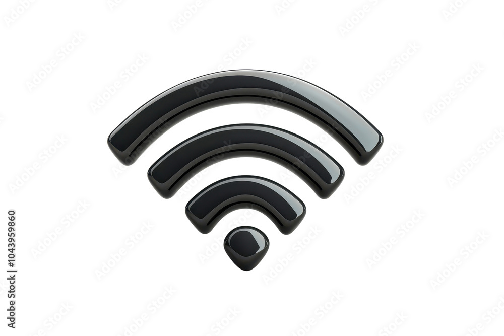 Black metallic Wi-Fi symbol icon, sleek modern design, isolated on transparent background. ideal for technology and connectivity themes. Black metallic Wi-Fi symbol icon, sleek modern design, isolated on transparent background. ideal for technology and connectivity themes.