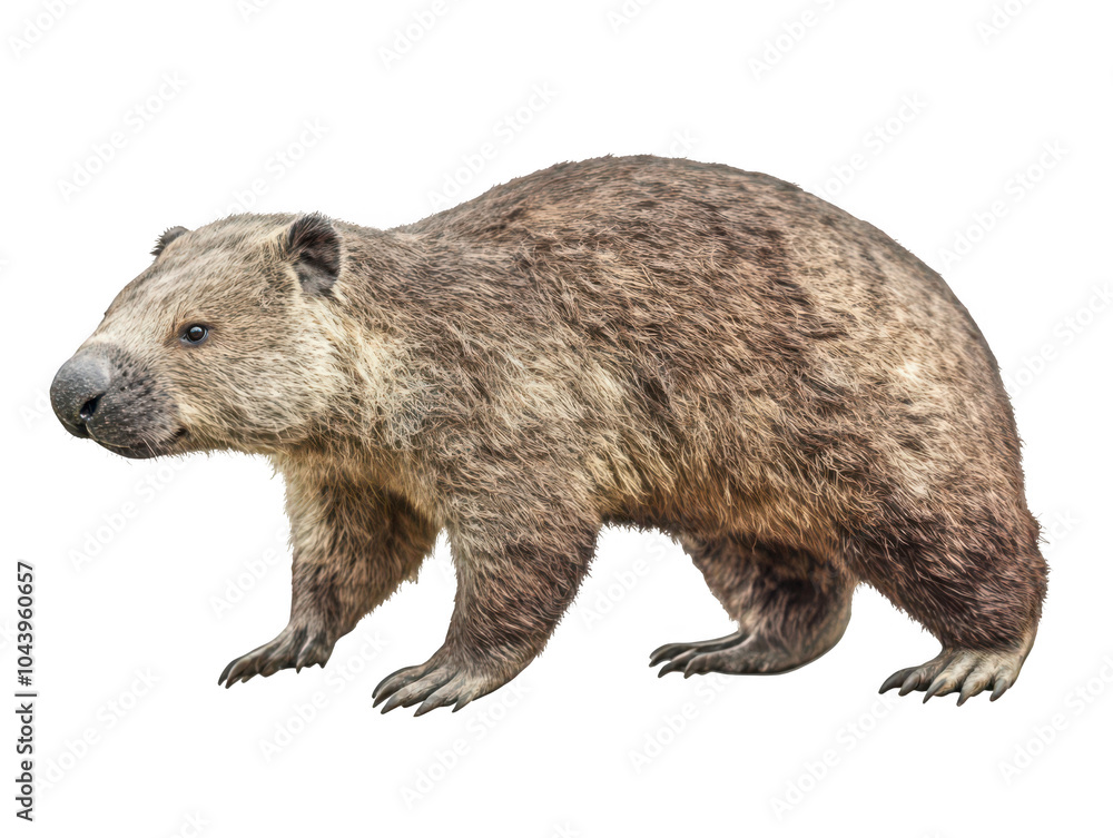 Fototapeta premium A realistic illustration of a wombat with detailed fur texture and natural stance.