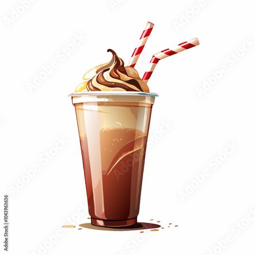 Frappe coffee frappucino in disposable plastic cup on a isolated white background (10)