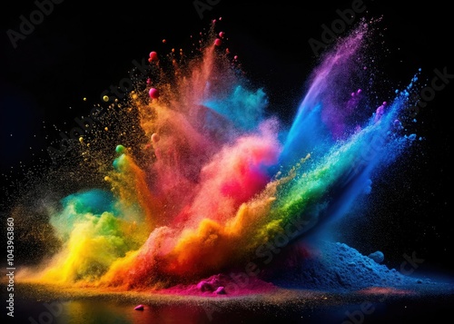 Long Exposure of Colorful Powder Falling Against a Black Background for Stunning Visual Impact