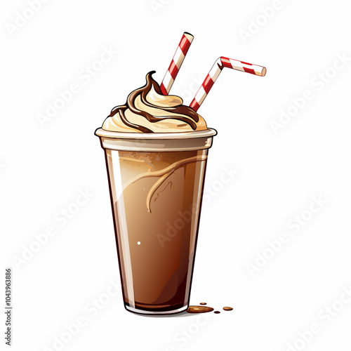 Frappe coffee frappucino in disposable plastic cup on a isolated white background (12)