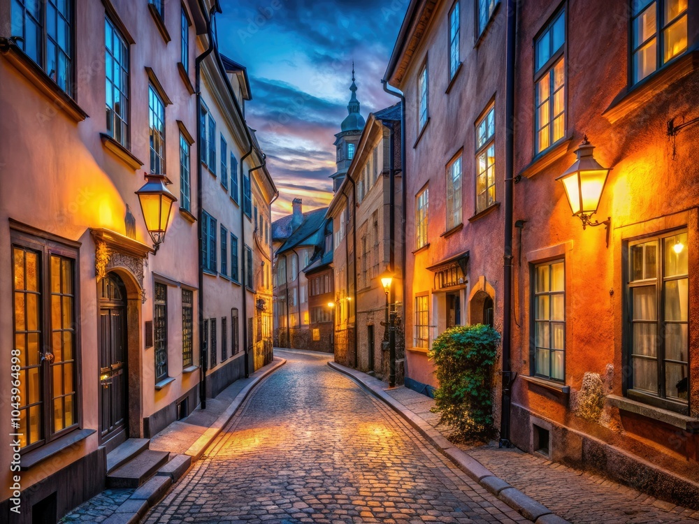 Long Exposure of Gamla Stan's Historic Narrow Alleys in Stockholm, Sweden Long Exposure of Gamla Stan's Historic Narrow Alleys in Stockholm, Sweden