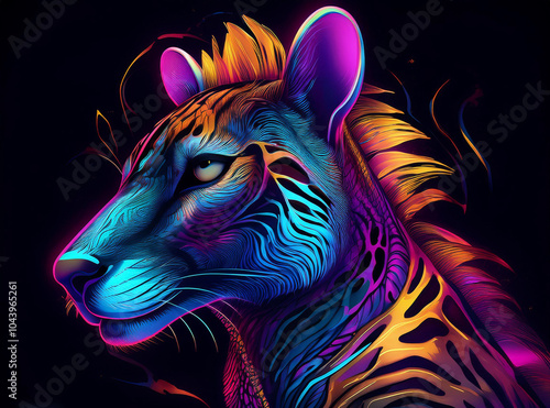 Neon Tiger: Electrifying Wild Artwork in Bold Neon Colors
