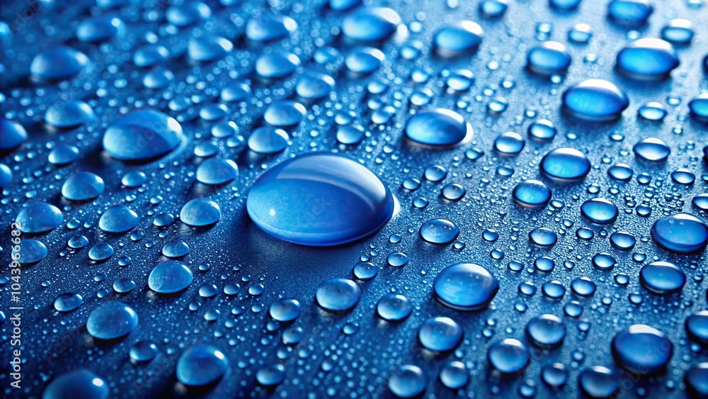 Close-up water drops on blue surface of medium shot Close-up water drops on blue surface of medium shot