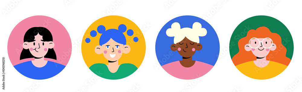 Set of Colorful Cartoon Avatars, Collection of different people, Flat Icons of Diverse Characters Set of Colorful Cartoon Avatars, Collection of different people, Flat Icons of Diverse Characters