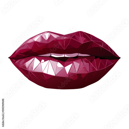 Illustration of lips in style Low Poly on a isolated white background (1)