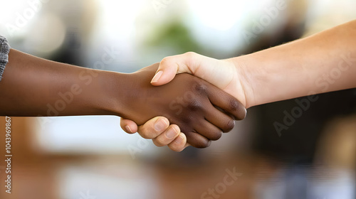 A Close-Up Perspective of a Handshake Symbolizing Trust and Collaboration in a Business Environment