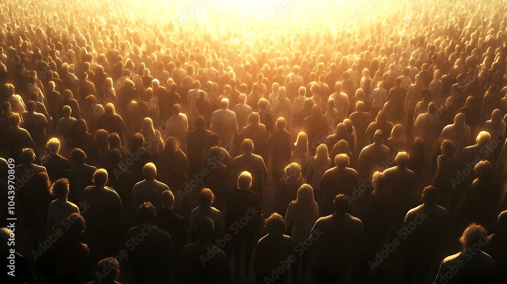 Obraz premium Massive Crowd Gathering in a Bright and Graceful Scene with Photographic