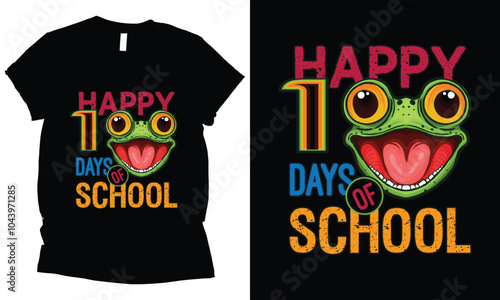 Happy 100 days of school frog big eyes  t-shirt design.