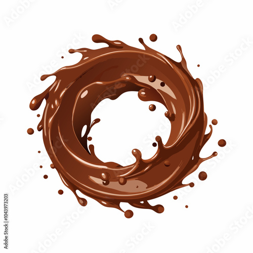 Liquid chocolate splashes circle on a isolated white background (1)