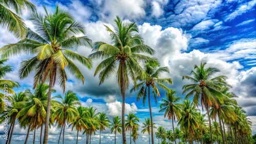 Wallpaper Mural Cloudy blue sky with trees and coconut palms leading lines Torontodigital.ca