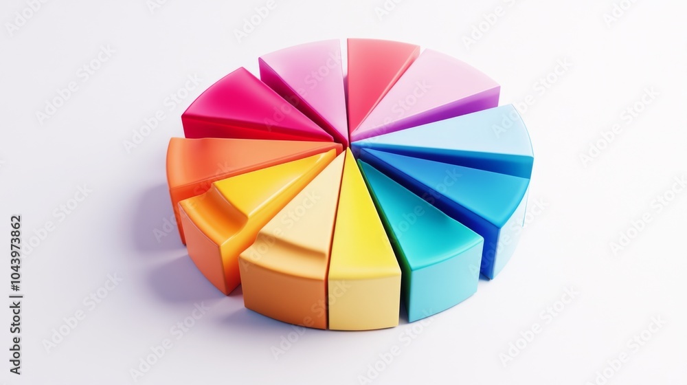 Obraz premium Colorful Pie Chart Segments on a White Background