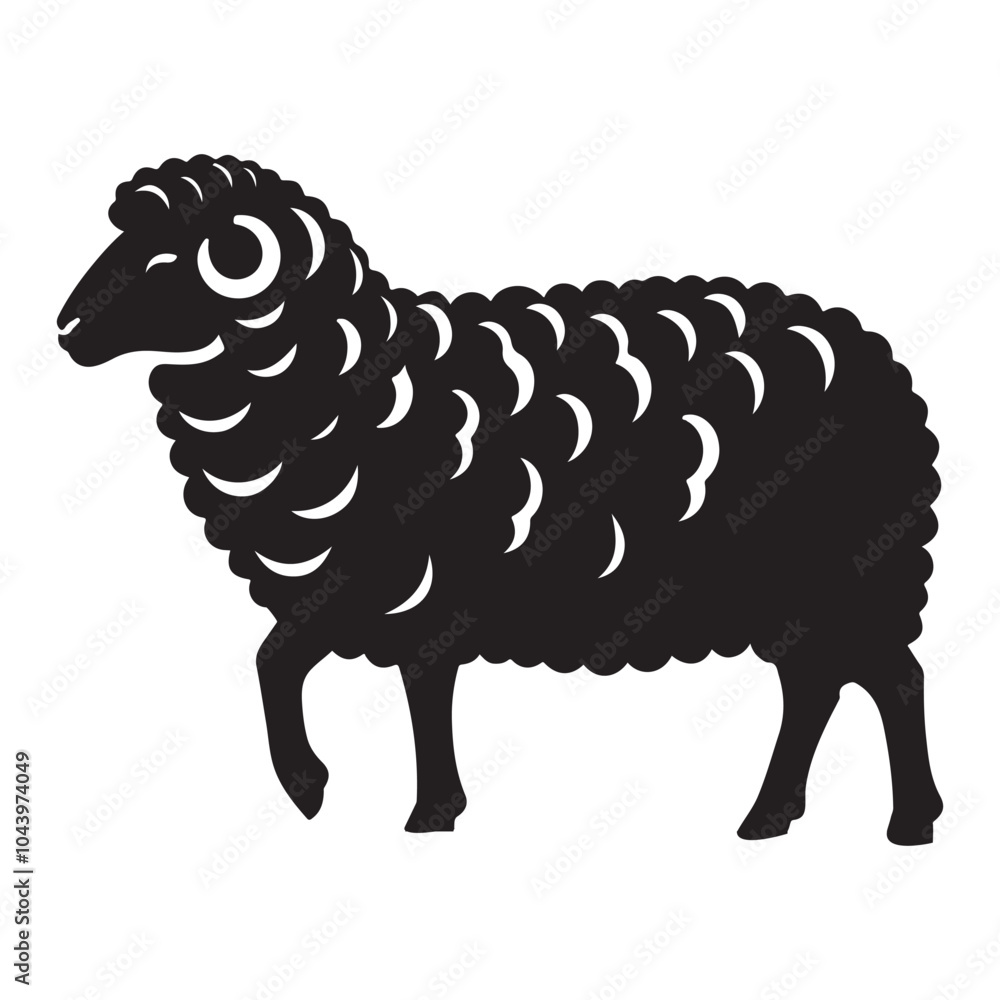Obraz premium Sheep silhouette vector black color white background 