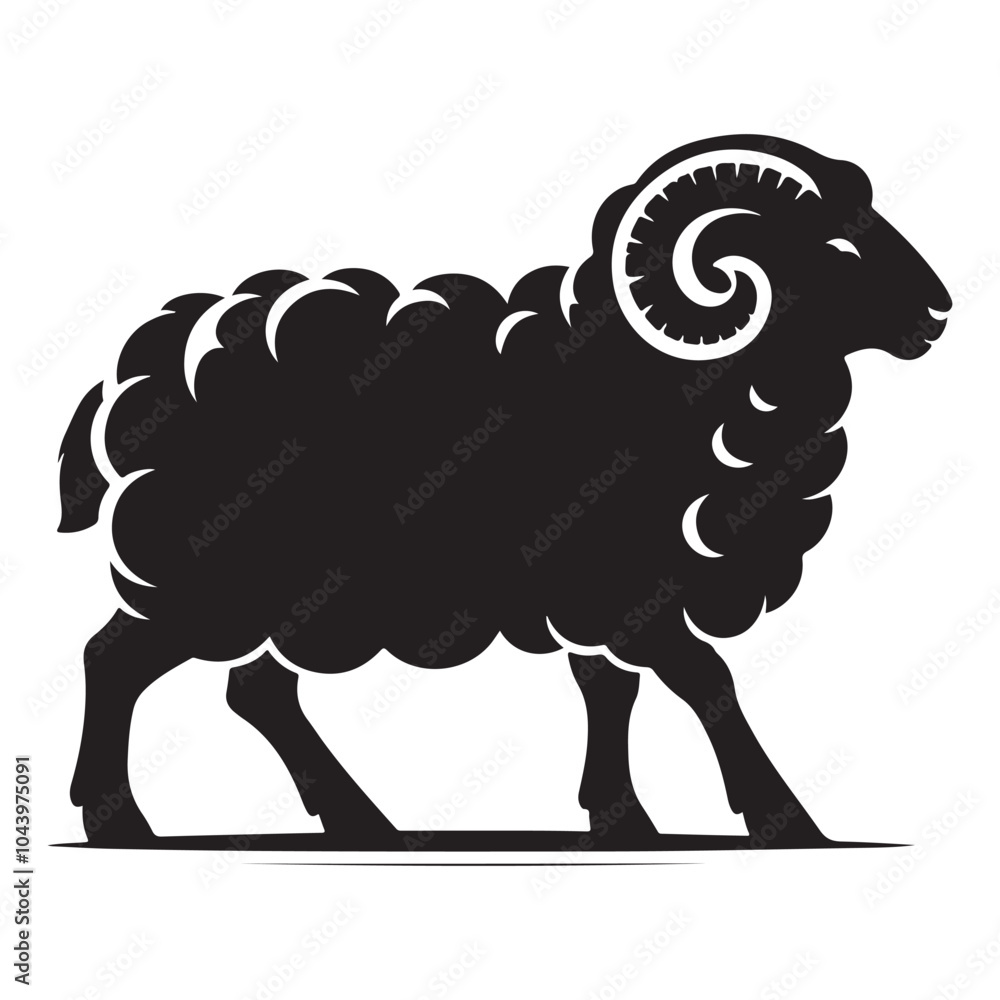 Obraz premium Sheep silhouette vector black color white background 