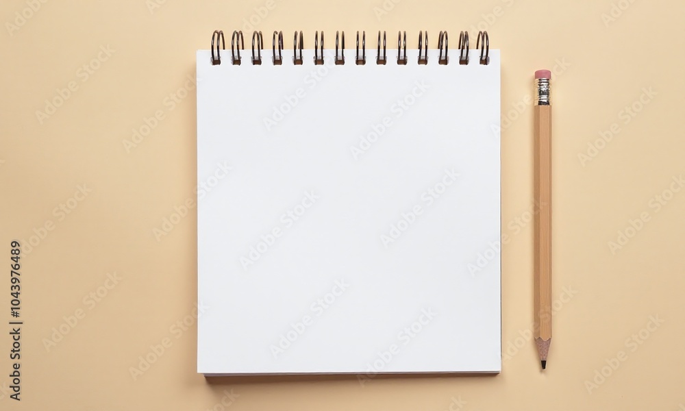 Minimalist composition graph paper notepad wooden pencil Minimalist composition graph paper notepad wooden pencil