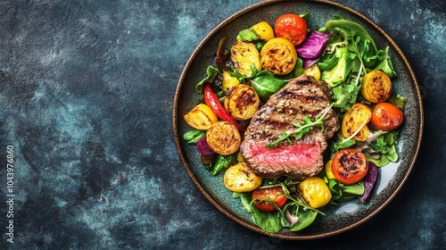 Wallpaper Mural Grilled Steak with Colorful Vegetable Salad Torontodigital.ca