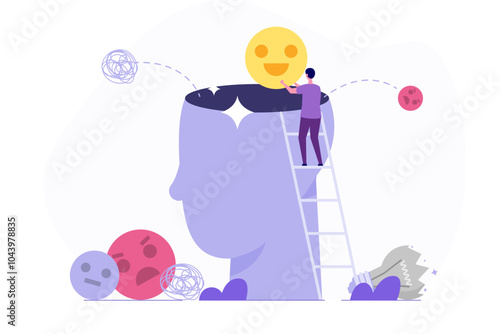 Get rid of work anxiety concept. Vector illustration.