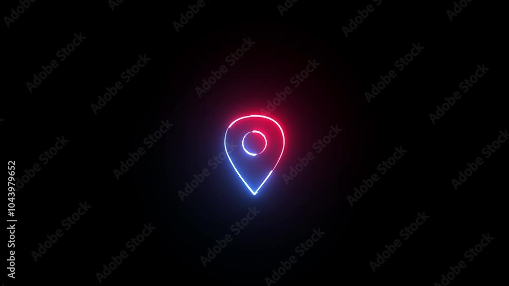 location icon saber red and blue fast tracking map pin animation on black background location icon saber red and blue fast tracking map pin animation on black background