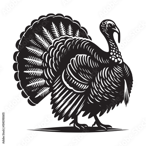 Turkey bird Silhouette vector black color white background