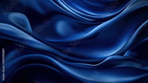 Abstract blue fabric with soft, flowing waves and folds.