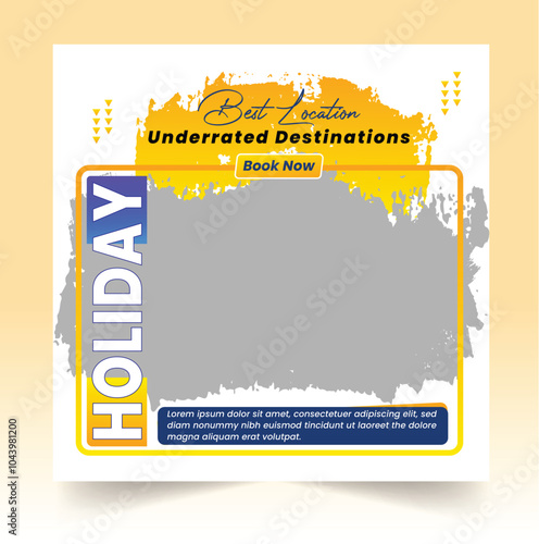 Traveling social media post banner template design, Tour travel holiday tourism marketing social media post