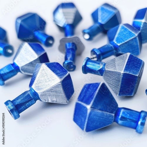 Elegant Blue and Silver Hanukkah Dreidels for Holiday Decor and Gifting photo