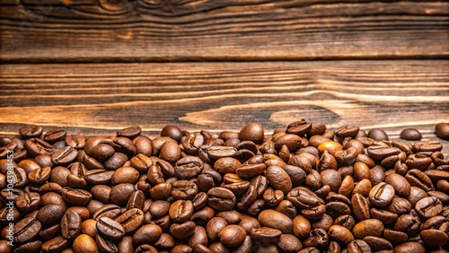 Coffee beans on wooden table for roasting