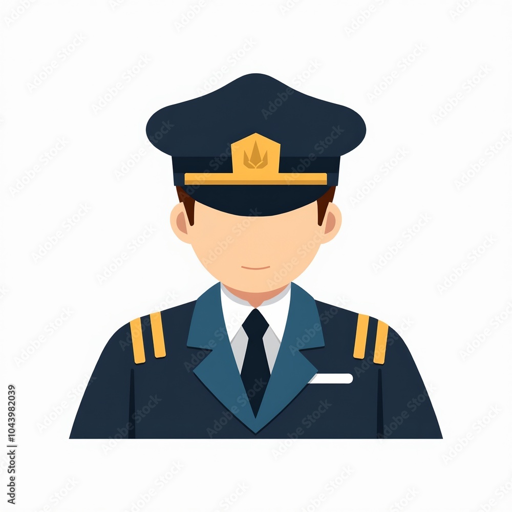 Modern flat design pilot icon with dark blue and gold accents Modern flat design pilot icon with dark blue and gold accents