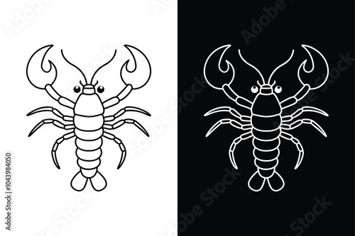 Lobster black lineout icon isolated on white background.