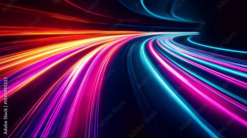 Radiating Neon Light Burst, futuristic flashes, Motion lights, Colorful Streaks on Dark Background Radiating Neon Light Burst, futuristic flashes, Motion lights, Colorful Streaks on Dark Background