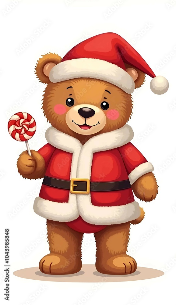 teddy bear santa with lollipop illustration teddy bear santa with lollipop illustration