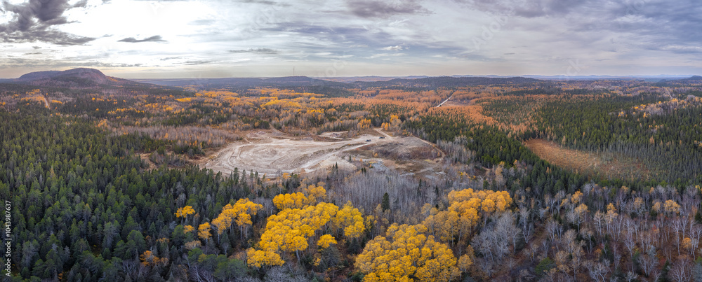 Fototapeta premium Aerial Of Northern Quebec Canada Open Mining