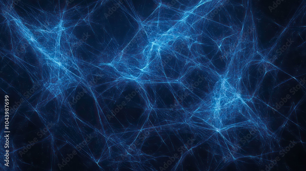 Obraz premium Abstract blue glowing network pattern on a dark background.
